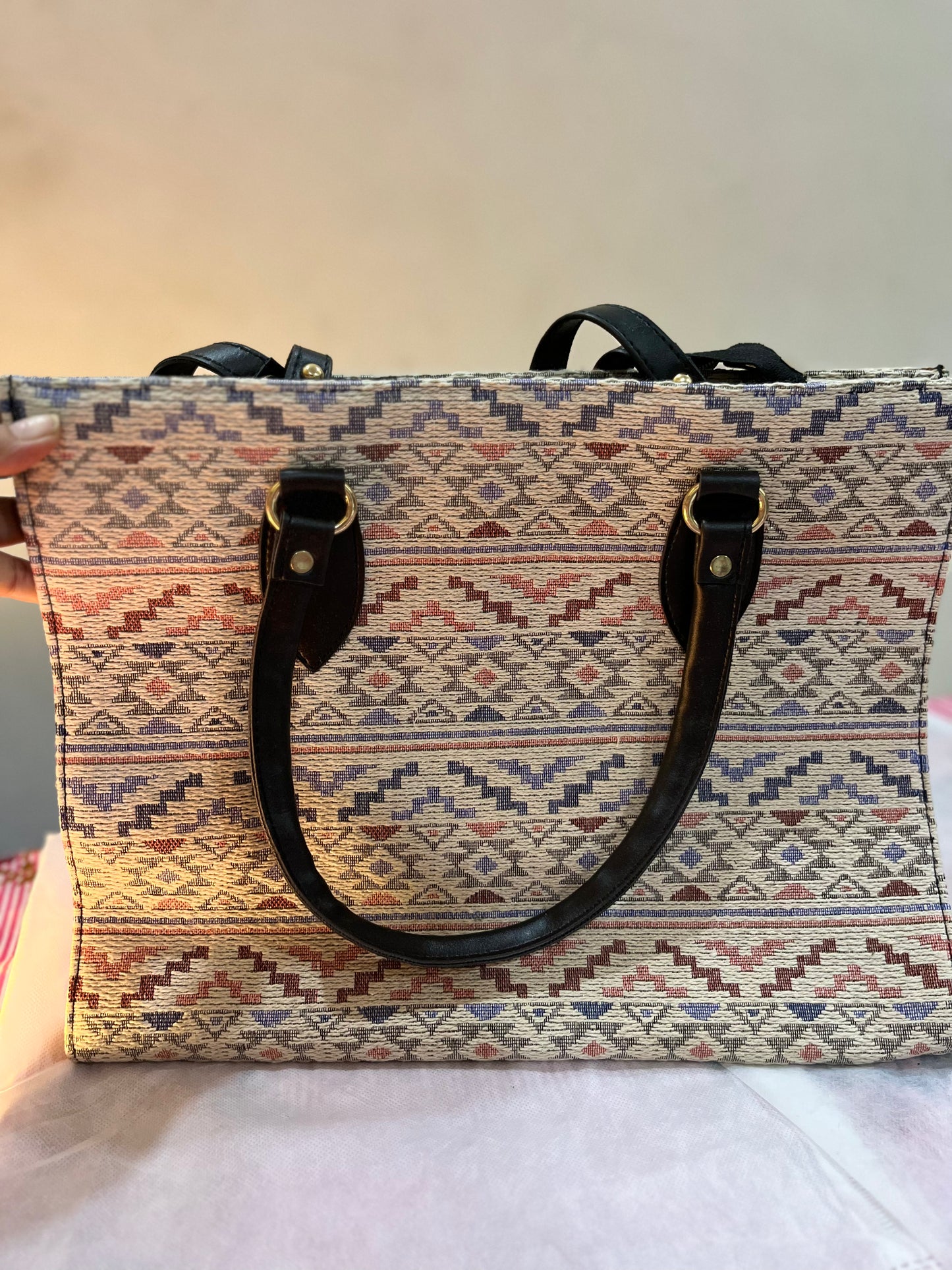 Geometric Pattern Vintage Fashion Tote Bag