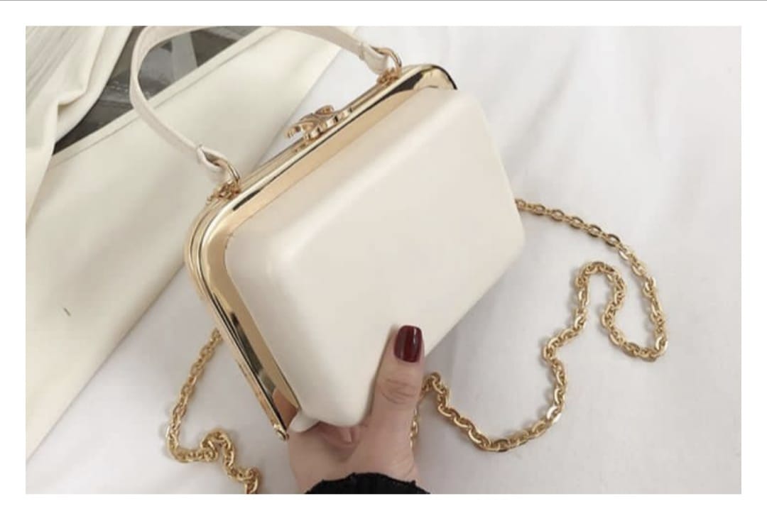 Box Frame Clutch Bag with Chain