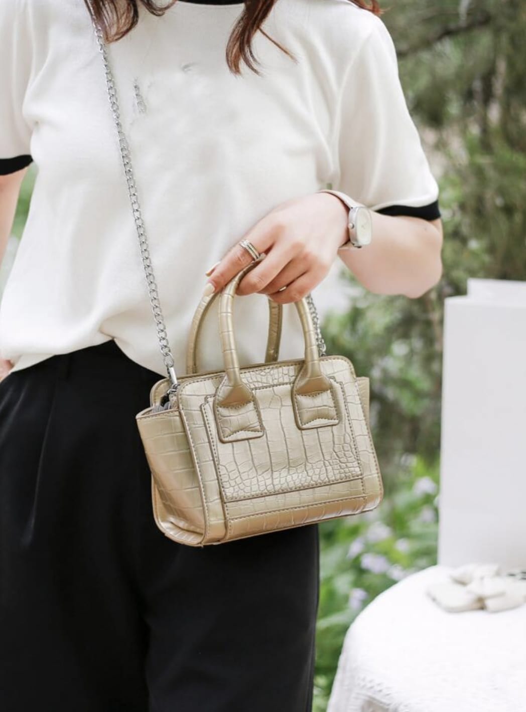 Mini Crocodile Embossed Chain Bag