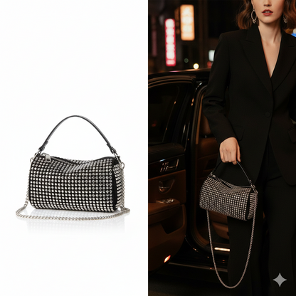 Silver Studded Sling Bag with Chain Strap for Women