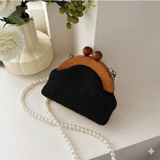 Mini Wooden Ball Décor Pearl Beaded Novelty Bag