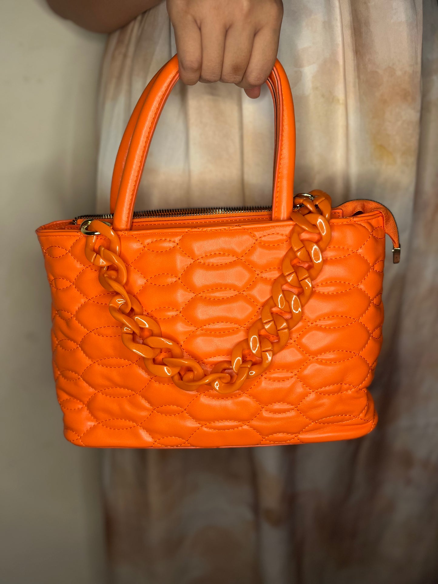 Quilted Satchel Bag with Handle