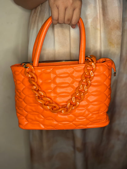 Quilted Satchel Bag with Handle