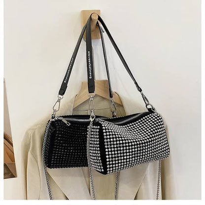 Silver Studded Sling Bag with Chain Strap for Women