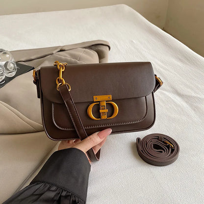 Flap Sling Bag with Gold Lock for Women