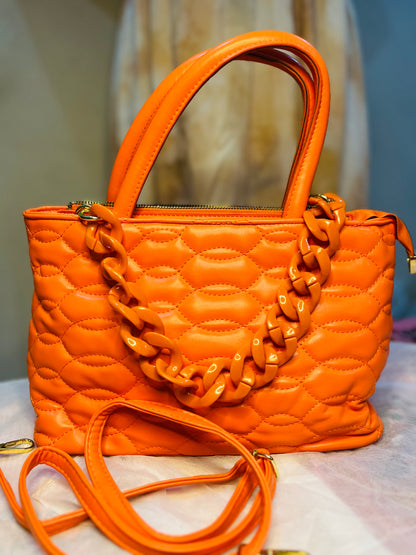 Quilted Satchel Bag with Handle