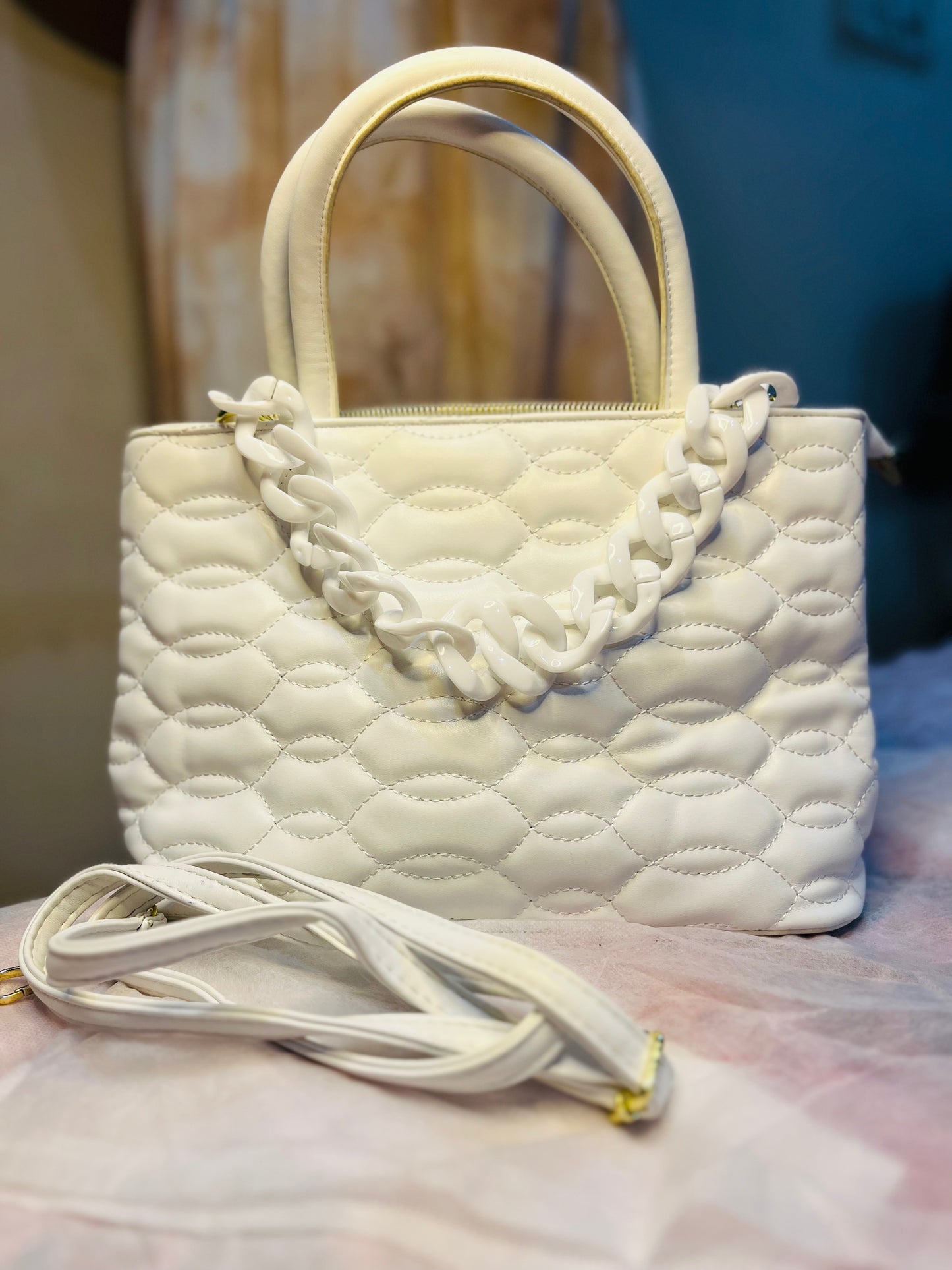 Quilted Satchel Bag with Handle