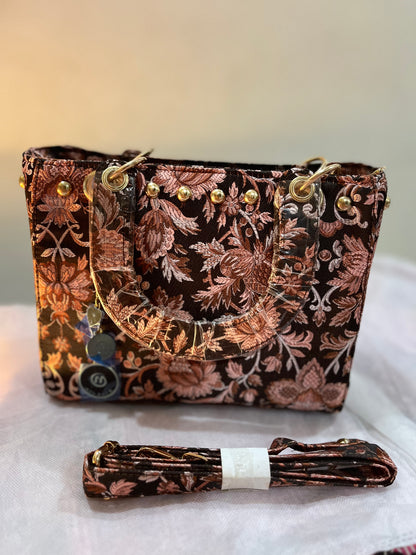 Medium Floral Design Handbag with Sling Belt
