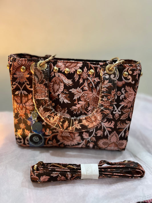 Medium Floral Design Handbag with Sling Belt