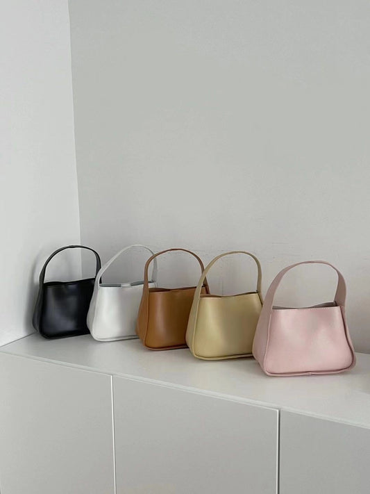 Faux Leather Plain Handbag