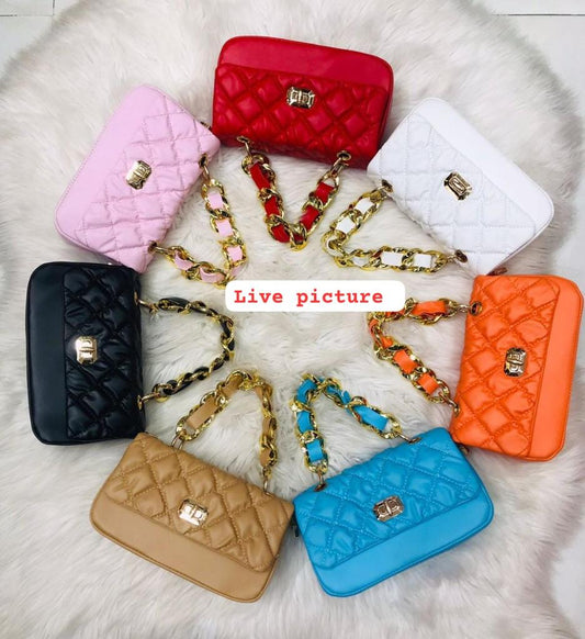 Quilted Golden handle Bag