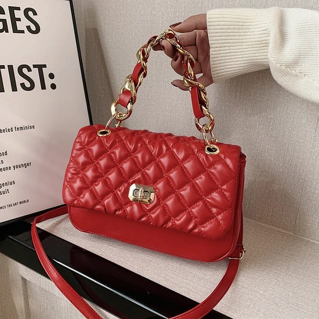 Quilted Golden handle Bag
